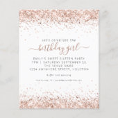 Budget Roos Gold Glitter Sweet 16 Party Invitation (Voorkant)