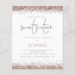 Budget Roos Gold Glitter Sweet 16 Party Invite