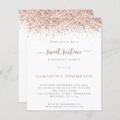 Budget Roos Gold Glitter Sweet 16 Uitnodiging (Voorkant / Achterkant)