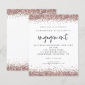 Budget Roos Gold Glitter Verloving White Invite (Voorkant / Achterkant)
