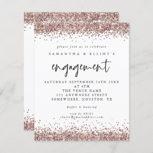 Budget Roos Gold Glitter Verloving White Invite