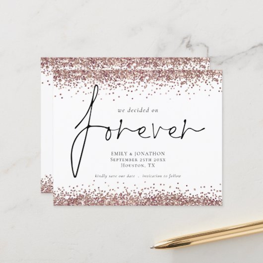 Budget Roos Gold Glitter voor altijd QR sparen de  (Voorkant / Achterkant in situ)