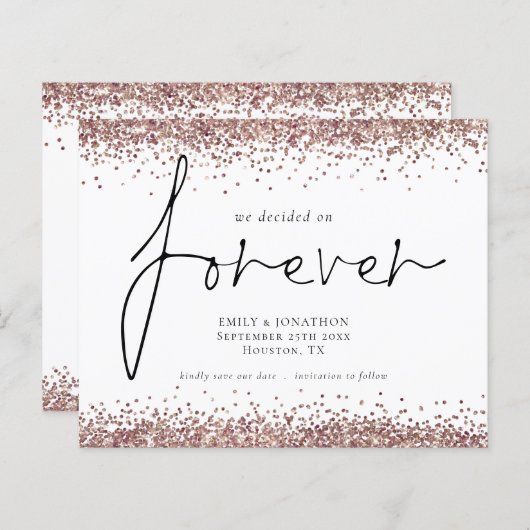 Budget Roos Gold Glitter voor altijd QR sparen de  (Voorkant / Achterkant)