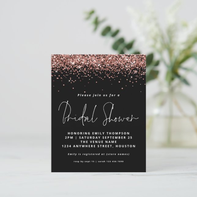 Budget Roos Gold Glitter Vrijgezellenfeest Black (Staand voorkant)