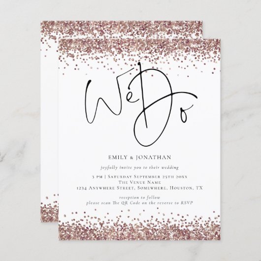 Budget Roos Gold Glitter We doen QR Weddenschap Ui (Voorkant / Achterkant)