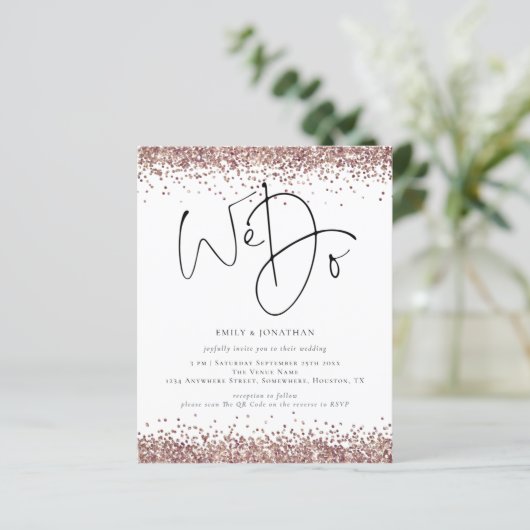 Budget Roos Gold Glitter We doen QR Weddenschap Ui (Staand voorkant)