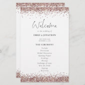 Budget Roos Gold Glitter Weddenprogramma White (Voorkant / Achterkant)