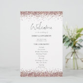 Budget Roos Gold Glitter Weddenprogramma White (Staand voorkant)