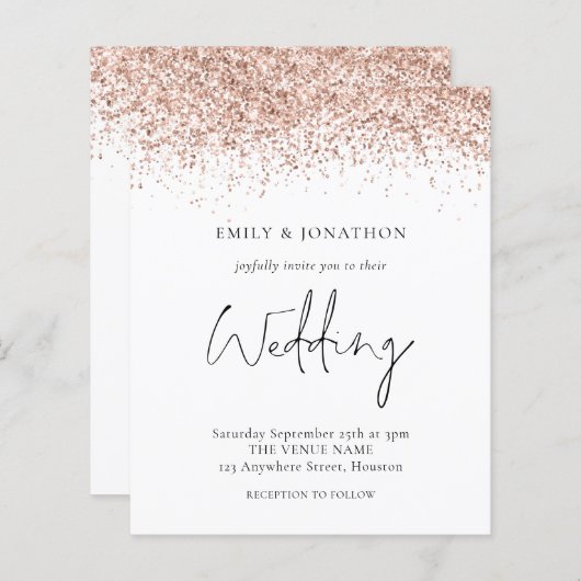 Budget Roos Gold Glitter Weddenschap (Voorkant / Achterkant)