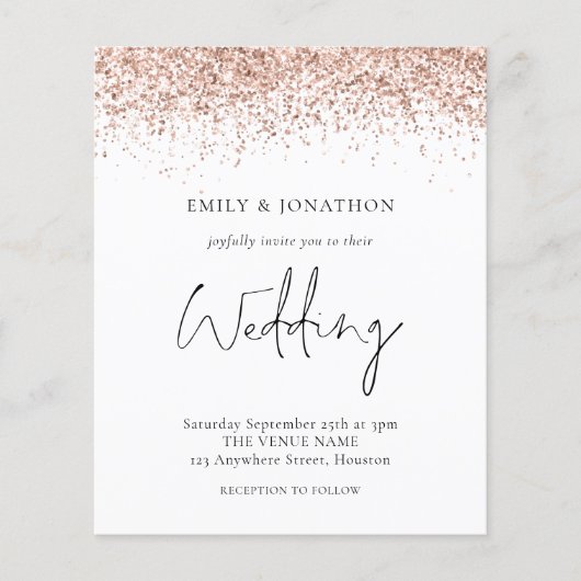 Budget Roos Gold Glitter Weddenschap (Voorkant)