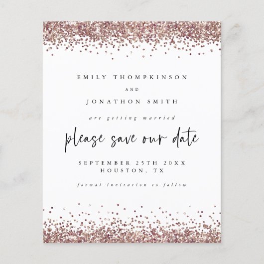 Budget Roos Gold Glitter Weddenschap White Save Da (Voorkant)