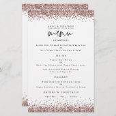 Budget Roos Gold Glitter Weddenschap Wit Menu (Voorkant / Achterkant)