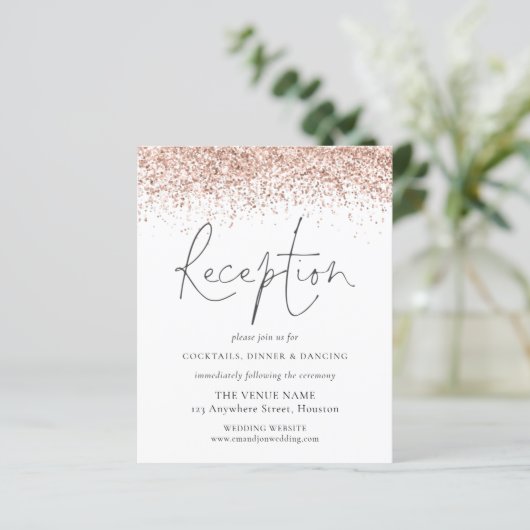 Budget Roos Gold Glitter Weddenschappen Reception  (Staand voorkant)