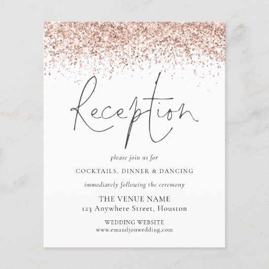 Budget Roos Gold Glitter Weddenschappen Reception (Voorkant)