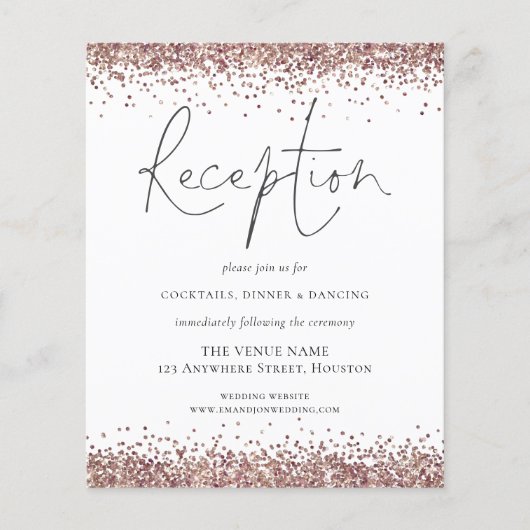 Budget Roos Gold Glitter Weddenschappen Reception (Voorkant)