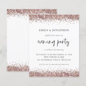 BUDGET Roos Gold Glitter Weddenschappen Uitnodigin (Voorkant / Achterkant)