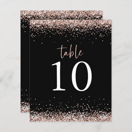 Budget Roos Gold Glitter Wedding Black Table No. (Voorkant / Achterkant)