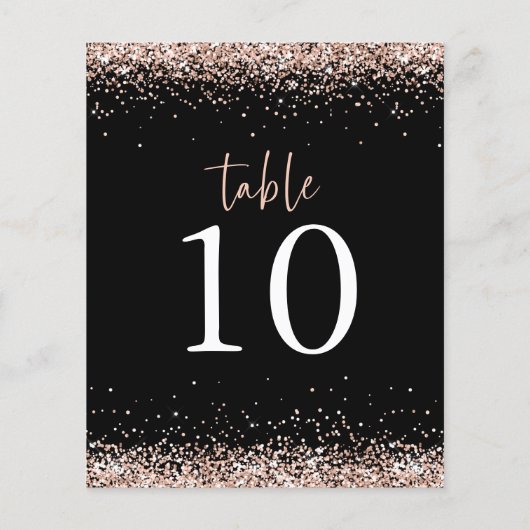 Budget Roos Gold Glitter Wedding Black Table No. (Achterkant)