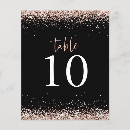 Budget Roos Gold Glitter Wedding Black Table No. (Voorkant)