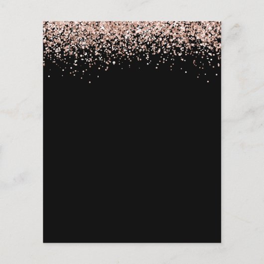 Budget Roos Gold Glitter Wedding Black Uitnodiging (Achterkant)