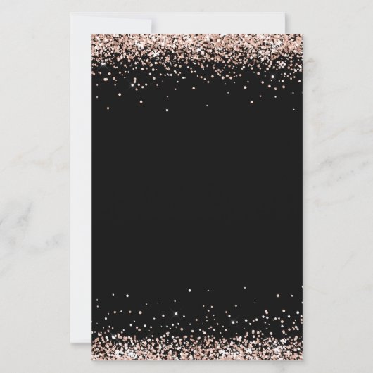 Budget Roos Gold Glitter Wedding Black Uitnodiging (Achterkant)