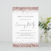 Budget Roos Gold Glitter Wedding Evening Invite (Staand voorkant)