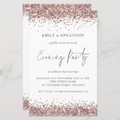 Budget Roos Gold Glitter Wedding Evening Invite (Voorkant / Achterkant)