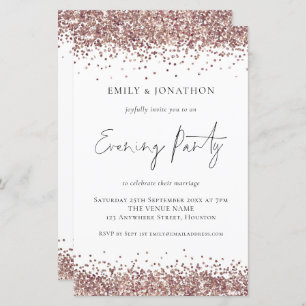 Budget Roos Gold Glitter Wedding Evening Invite