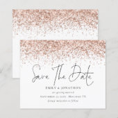 Budget Roos Gold Glitter Wedding Save the Date (Voorkant / Achterkant)