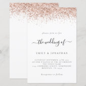 Budget Roos Gold Glitter Wedding White uitgenodigd (Voorkant / Achterkant)