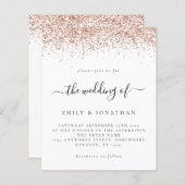 Budget Roos Gold Glitter Wedding White uitgenodigd (Voorkant / Achterkant)