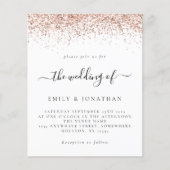 Budget Roos Gold Glitter Wedding White uitgenodigd (Voorkant)