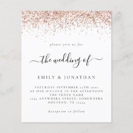 Budget Roos Gold Glitter Wedding White uitgenodigd