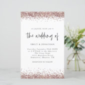 Budget Roos Gold Glitter Wedding White Uitnodiging (Staand voorkant)