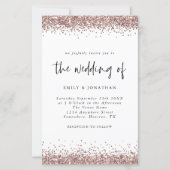 Budget Roos Gold Glitter Wedding White Uitnodiging (Voorkant)