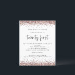 Budget Roos Gold Glitter White 21st Party Uitnodig<br><div class="desc">Een alternatief voor een budget van 4, 5 x 5, 6-inch halfglanzend gewicht van 110 lbs, dat even dik is als een briefkaart (maar niet geschikt om als briefkaart te worden gebruikt). GEEF NOTA ER ÉÉN UITnodiging per blad is. Roos Gold Glitter White 21st Birthday Party Invitation. Elegant roos goudfaux...</div>