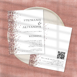 Budget Roos Gold Glitter White QR Wedding Invite