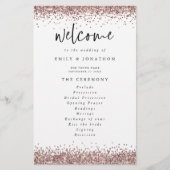Budget Roos Gold Glitter White Wedding Program (Voorkant)