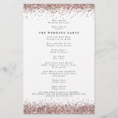 Budget Roos Gold Glitter White Wedding Program (Achterkant)