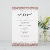 Budget Roos Gold Glitter White Wedding Program (Staand voorkant)