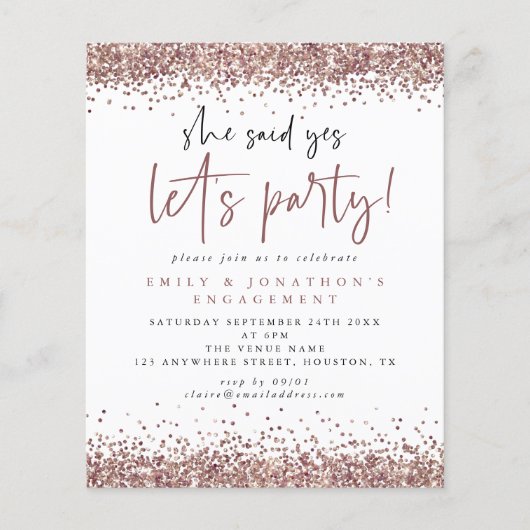 Budget Roos Gold Glitter Ze zei ja Verloving (Voorkant)