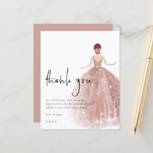 Budget Roos Gold Gown Auburn Quinceañera Bedankt