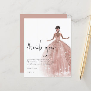 Budget Roos Gold Gown Dark Hair Quinceañera Bedank