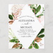 Budget Roos Gold Greenery Wedding Invitations (Voorkant)