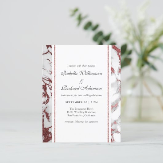 Budget Roos Gold Marble Classic Typography Weddend (Staand voorkant)