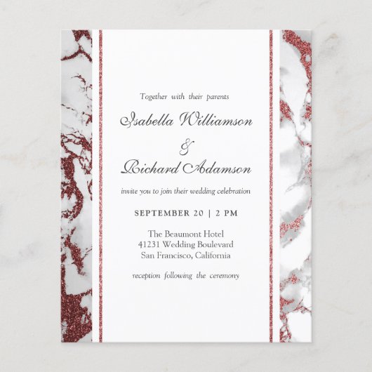 Budget Roos Gold Marble Classic Typography Weddend (Voorkant)