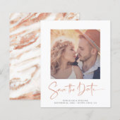 Budget Roos Gold Marble Wedding Save the Date (Voorkant / Achterkant)