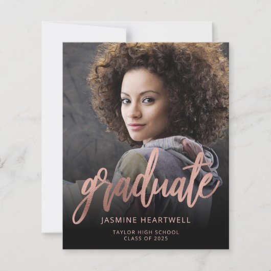 Budget Roos Gold Photo Afstuderen Aankondiging (Voorkant)