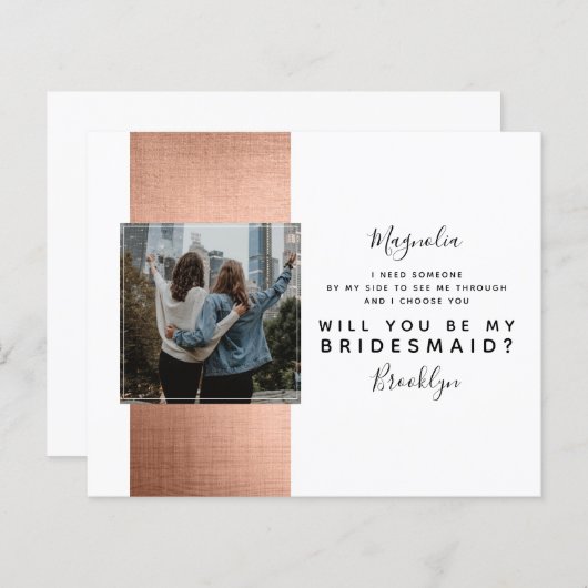 BUDGET Roos Gold Photo Bridesmaid proposal Kaart (Voorkant / Achterkant)