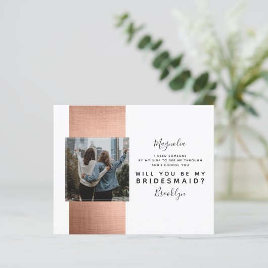 BUDGET Roos Gold Photo Bridesmaid proposal Kaart (Staand voorkant)